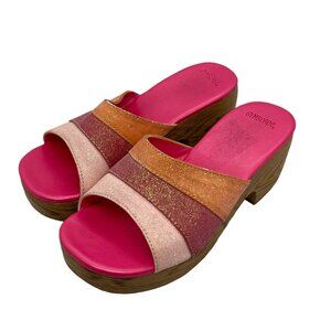 Gymboree Popsicle Party Line vintage Girls Pink Sparkle Clogs Sz 1
